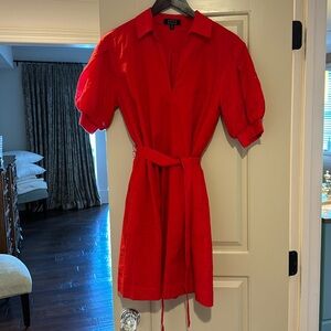 AYR crinkle puff sleeve dress with belt